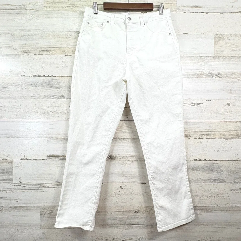 Frye Straight Leg‎ Jeans Women 8/29 White High Rise Denim Chic Modern Uniform